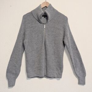 Quince Women Australian Merino Wool Half Zip Sweater Heather Gray XS